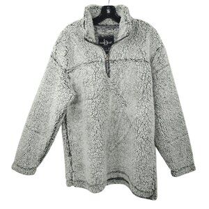 Boxer Craft Quarter Zip Fleece Pullover Adult XL Fluffy Two Tone Gray Black